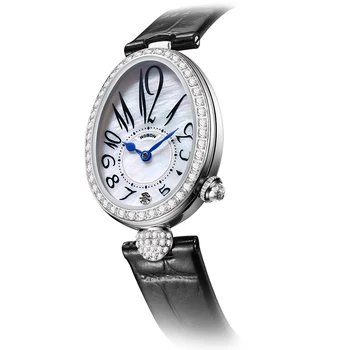 Ready Stock Unique Oval Diamond Studded Slim Strap Ladies Wrist Watches Minimalist Watch Silver