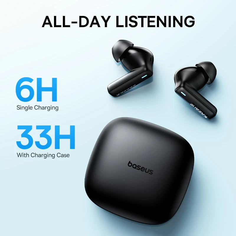 FOR Baseus Bowie E19 Wireless Earphones Bluetoth 5.3 Big Bass 12mm Drivers IPX5 Waterproof Earbuds33Hrs Battery Life Headphones