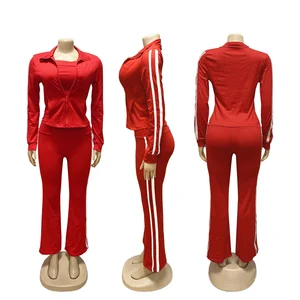 Dropshipping 2026 Fall Winter S-2XL Tracksuit Jogging Wear Women Clothing 3 Piece Pants Set