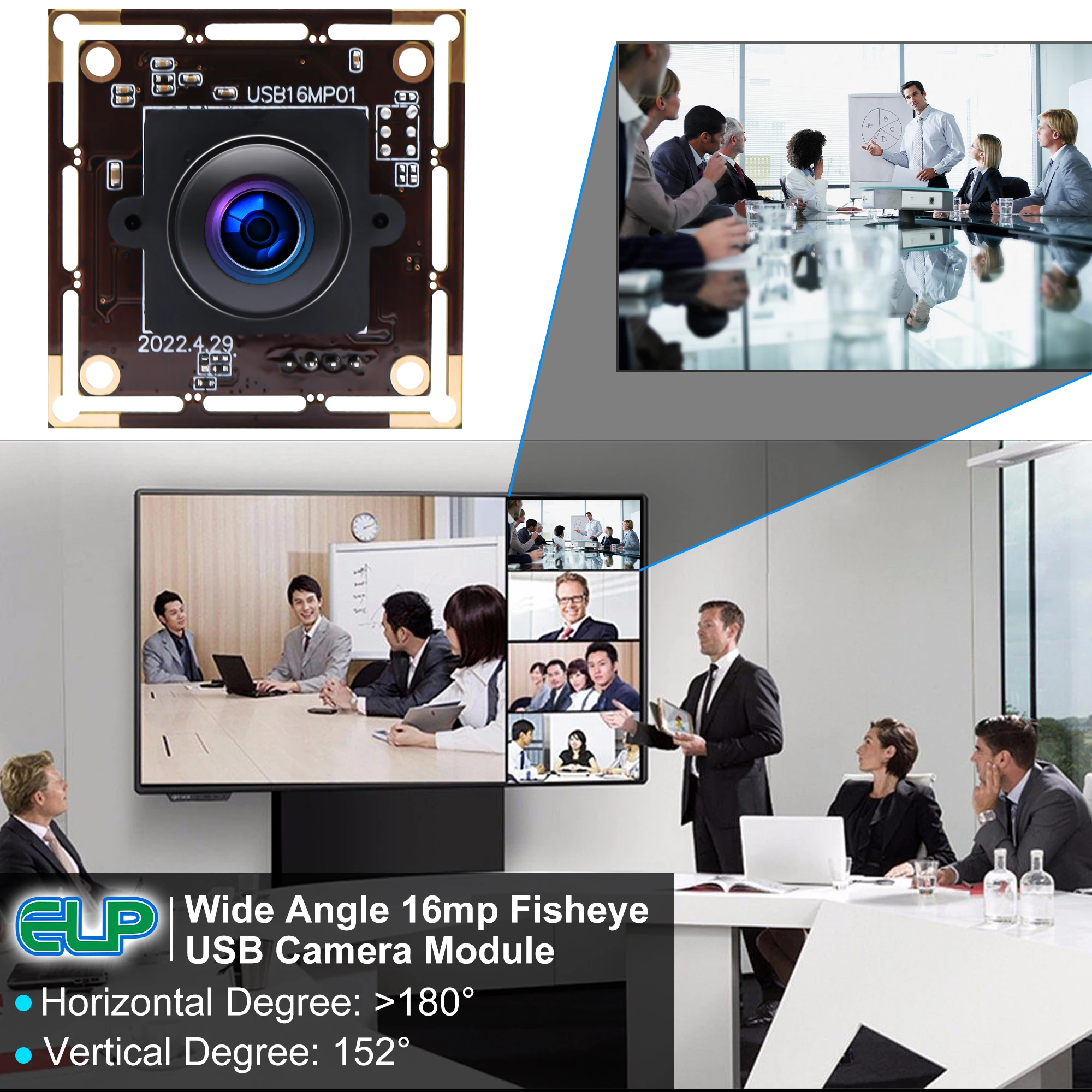 ELP Wide Angle 16MP USB Camera Module IMX298 180degree Fisheye Lens Webcam Board Mini Embedded Raspberry Pi Camera For ATM Kiosk
