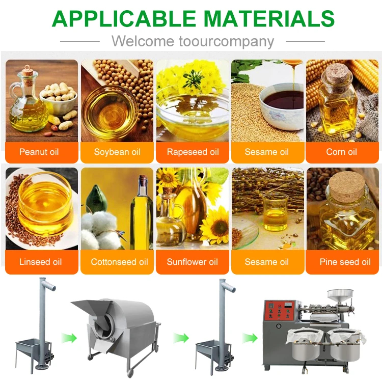 Stainless Steel 300kg / h Automatic Copra Oil Press Machine Soybean Sunflower Peanut Oil Machine Maker