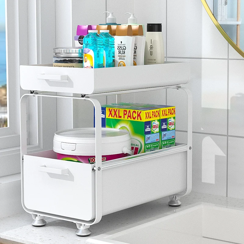 3 Pack Under Sink Organizers and Storage, 2-Tier Sliding Cabinet