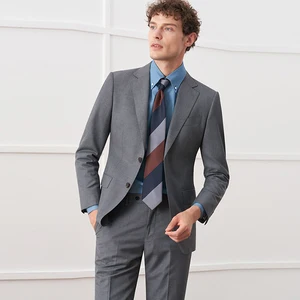 Men's Suit Suit Wedding Groom Two-piece Business Casual Italian Gray Textured Texture Europe and the United States Formal
