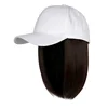 white hat with dark brown wig