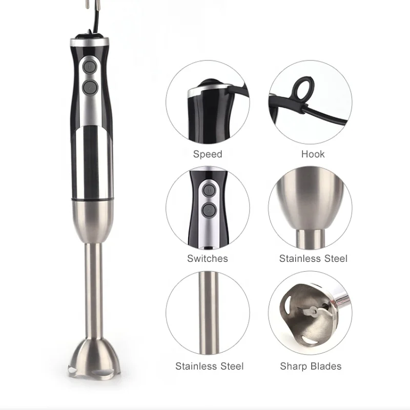 Professional Home Appliance Hand Blender Set OEM 1000W Stainless Steel Variable Speed Electric Plastic Immersion