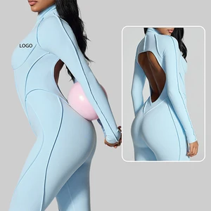 Clothing Manufacturer Women Stand Collar Contrast Color Sweat Wicking Half Zip Jumpsuit for Outdoor Running Training Active Wear