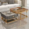 Mobiletto grigio con cornice dorata| Vic Grey e Tea Glass ad Alta Lucentezza