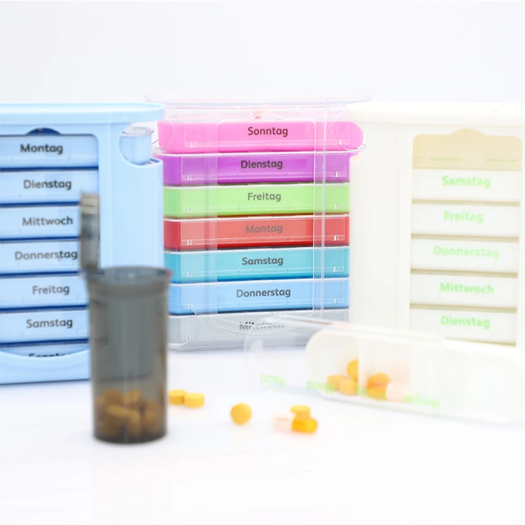 Прямоугольный пластиковый органайзер для таблеток с защитой от царапин домашний Еженедельный переносные отделения синими витаминами ежемесячная коробка