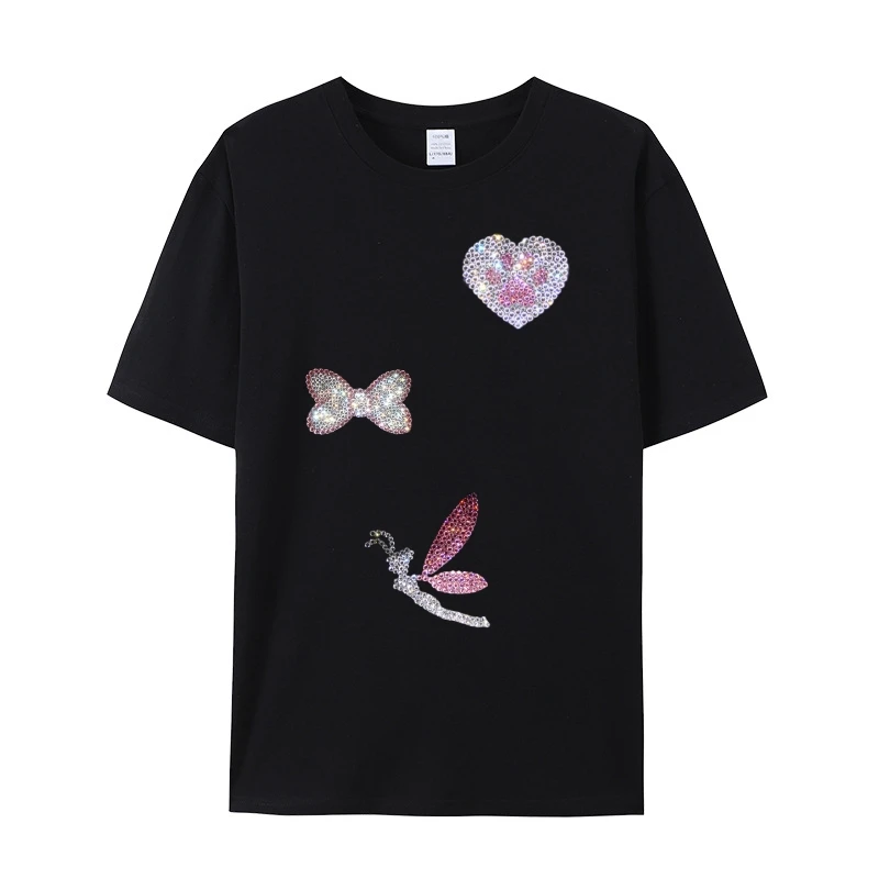Christmas clothing decoration rhinestone applique trim butterfly glitter iron on patches embellishments for clothing