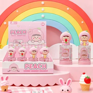 Kawaii White Peach Pencil Sharpener - Cute Doll-Shaped Stationery, Best-Selling Cartoon Series on AliExpress
