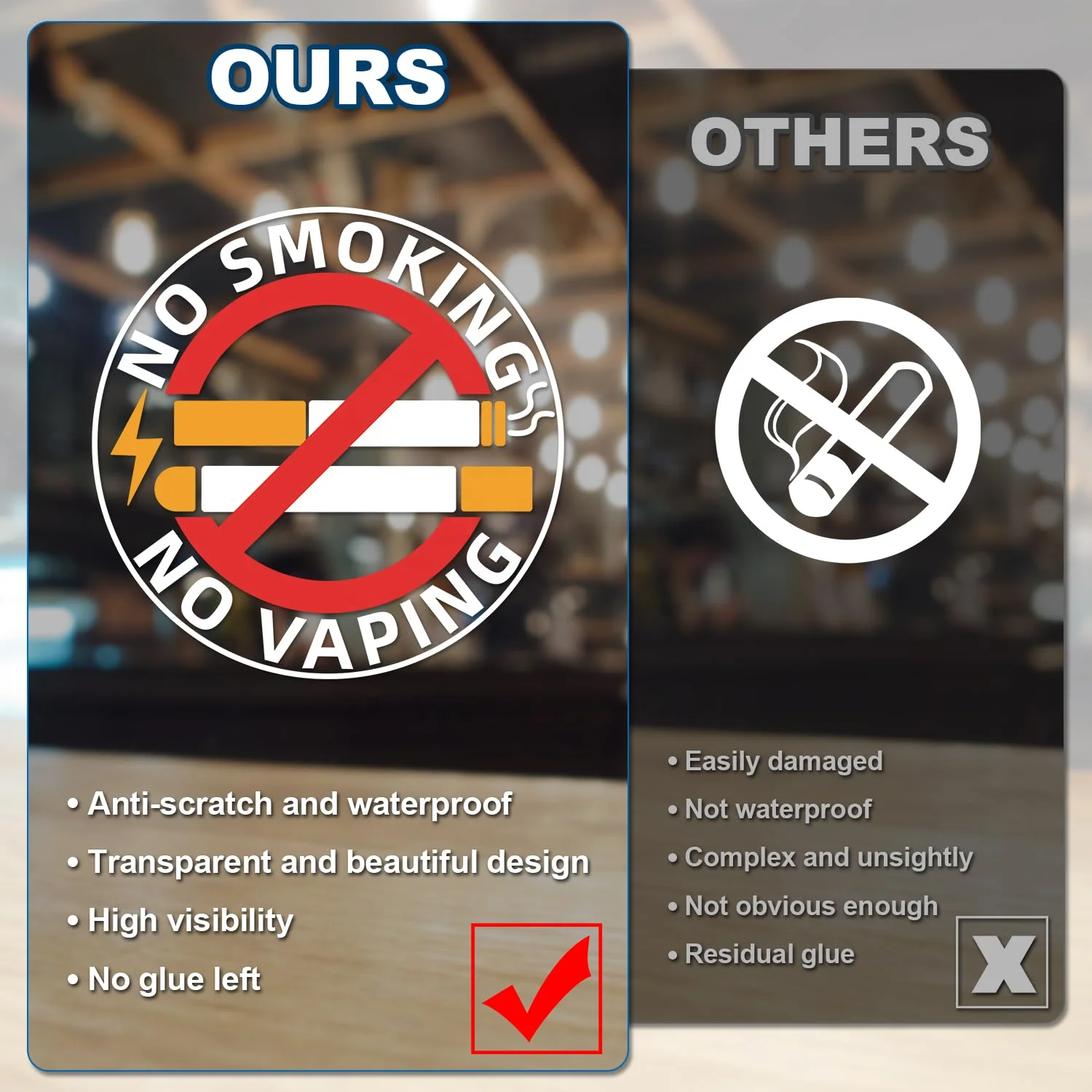 Workplace Warning Sticker 2 X 10cm No Vaping Smoking Sign Vinyl Stickers  Warning Vape Taxi Stickers
