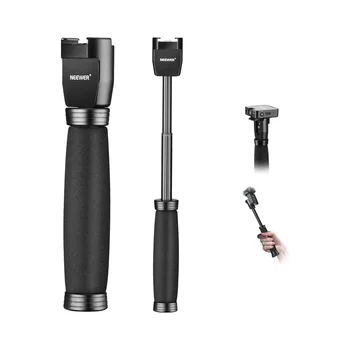 NEEWER 12"/30cm Telescoping Interview Mic Handle for Wireless Go, Lavalier Video Microphone Handheld Adapter with Cold Shoes