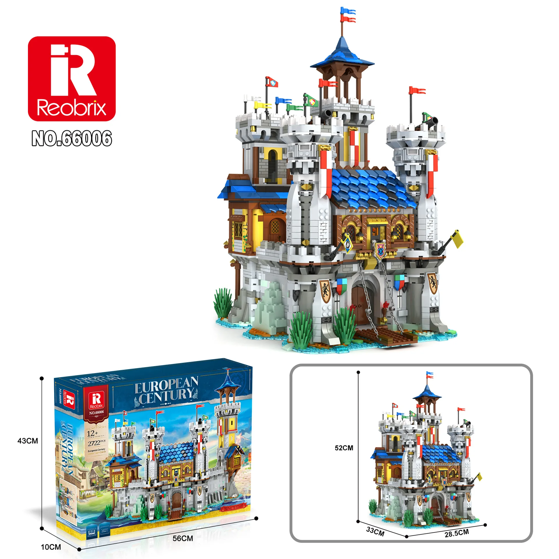 liangjun 66006 The European Century Medieval Golden Lion Castle 66006 MOC House Model Building Blocks Brick Set