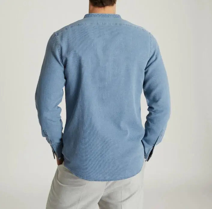 denim grandad collar shirt
