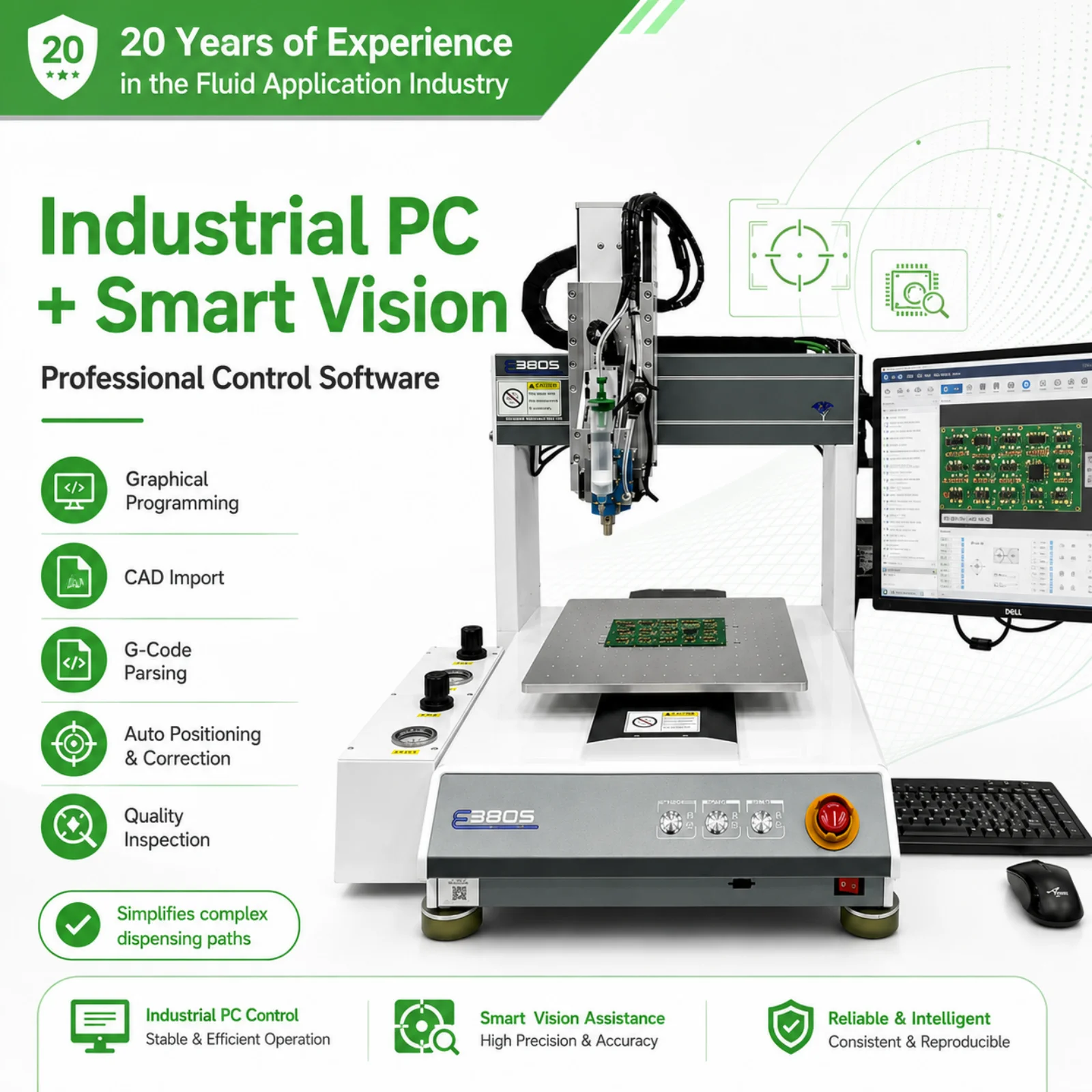 3 Axis Desktop Ccd Visual Pneumatic Injection Valve Epoxy Resin Adhesive Cnc Automatic Glue Dispenser Dispensing Machine Robot