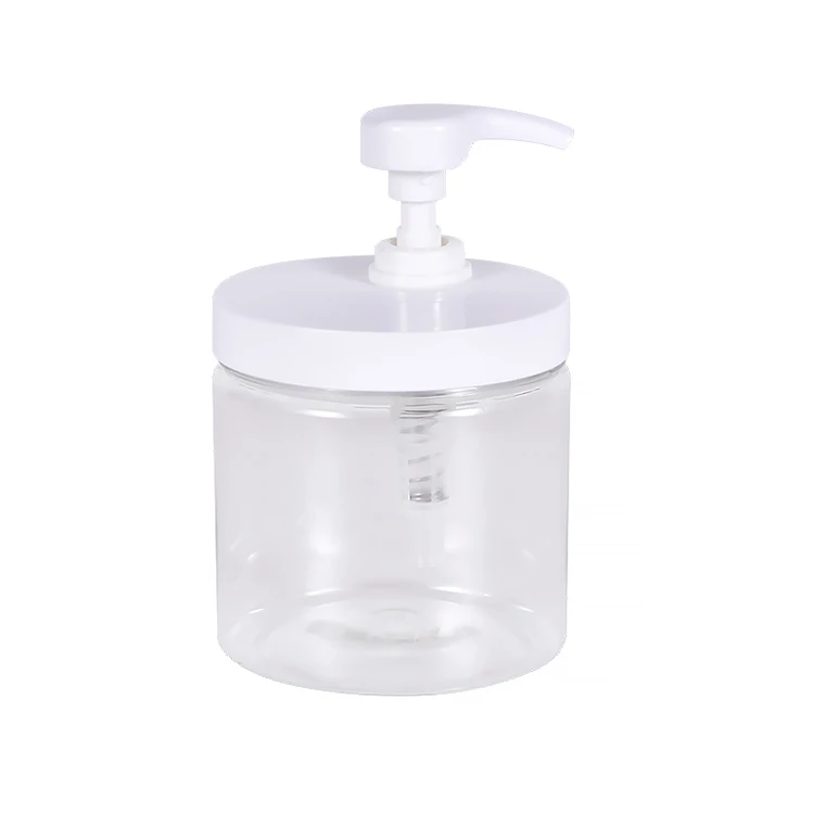 Large 500ml Flat Shoulder Plastic Clear Shampoo Bottle with Pump Body Wash Lotion Skin Care Packaging