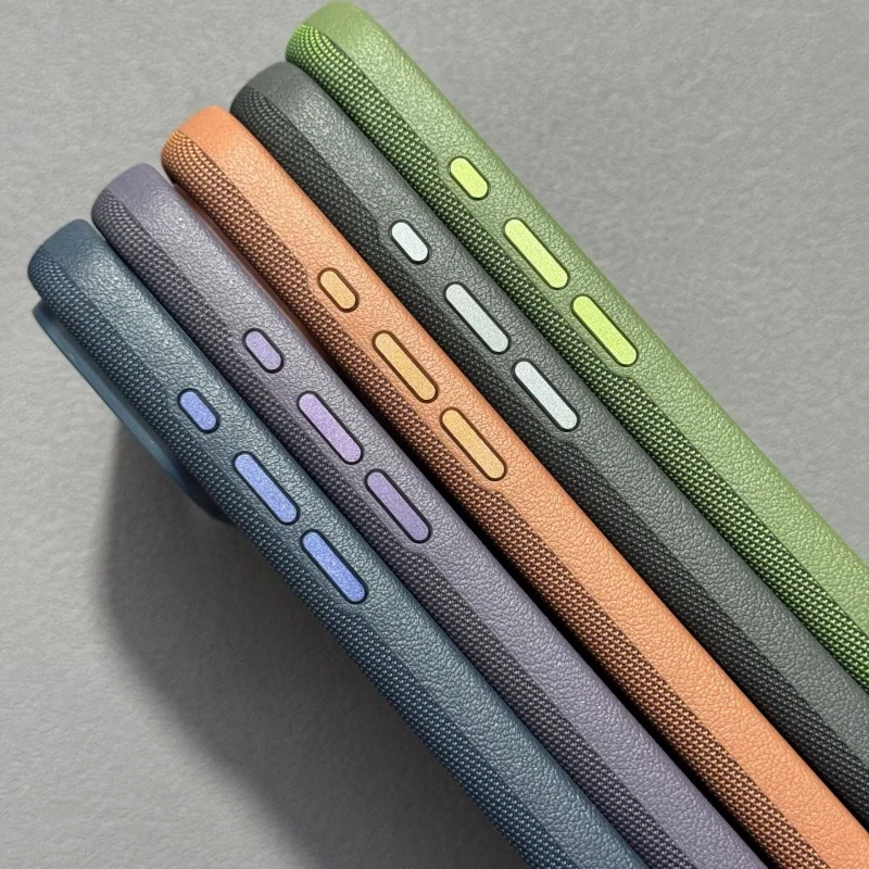 product customized woven fabric techwoven pu leather phone case with magnetic for iphone 17 pro max tech woven back cover with ai button-6