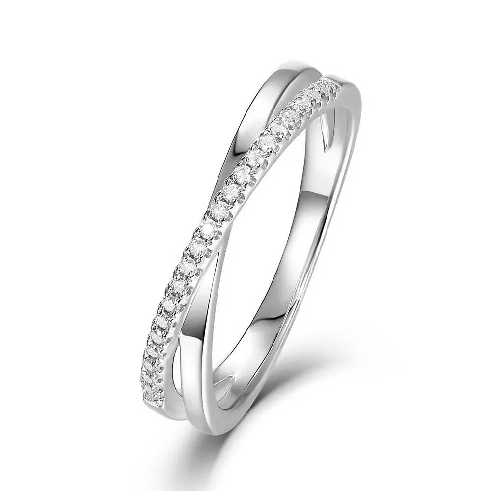 X Shape Row Ring Design VVS D Diamond 925 Silver Moissanite Ring