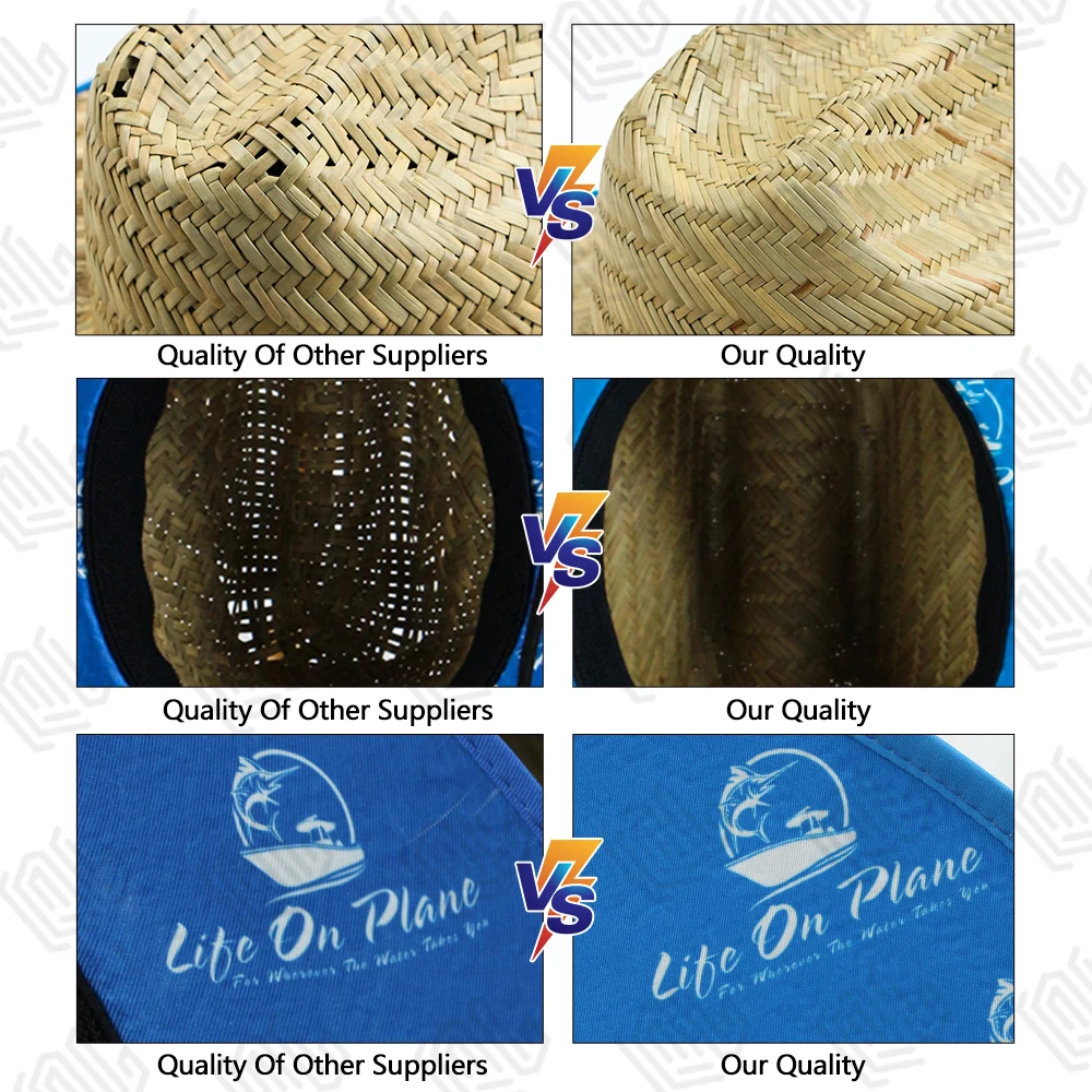 High Quality Custom Natural Straw Hat Custom Printing and Color Sombrero Beach Summer Hat Men Surf Fishing Lifeguard Straw Hat