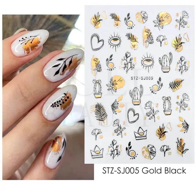 2022 Summer Nail Decals Stickers Self-adhesive Tips Diy French 3d Nail Art  Design Stencil With Gold Stamping Plant Styles - Buy Private Label Nail  Stickers,Nails Sticker 2021,Sticker On Nails Designs Product on