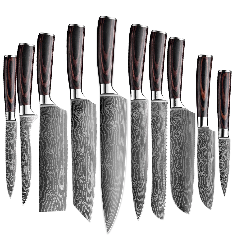 Yatoshi 7 Knife Set - Pro Kitchen Knife Set Ultra Sharp High Carbon  Stainless Steel with Ergonomic Handle