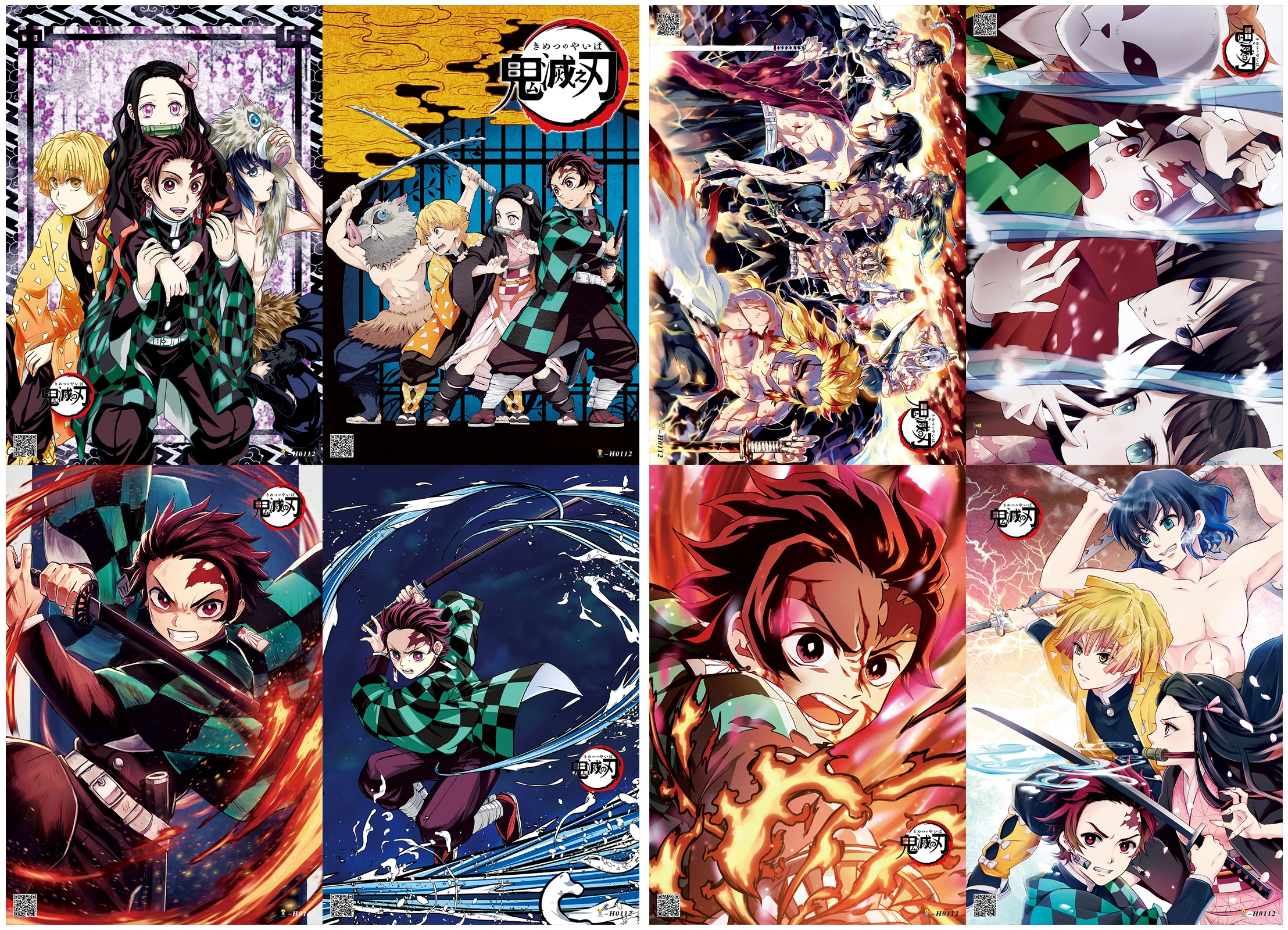 10代の部屋のために混合された8PCSアニメウォールポスター3Dデモン