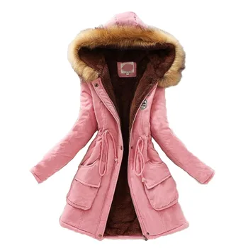 Fashion Parka Coat Women Plus Size Long Sleeve Thick Warmth Clothing 2021 Autumn Winter New 16 Colors Hooded Cotton Jacket JD598