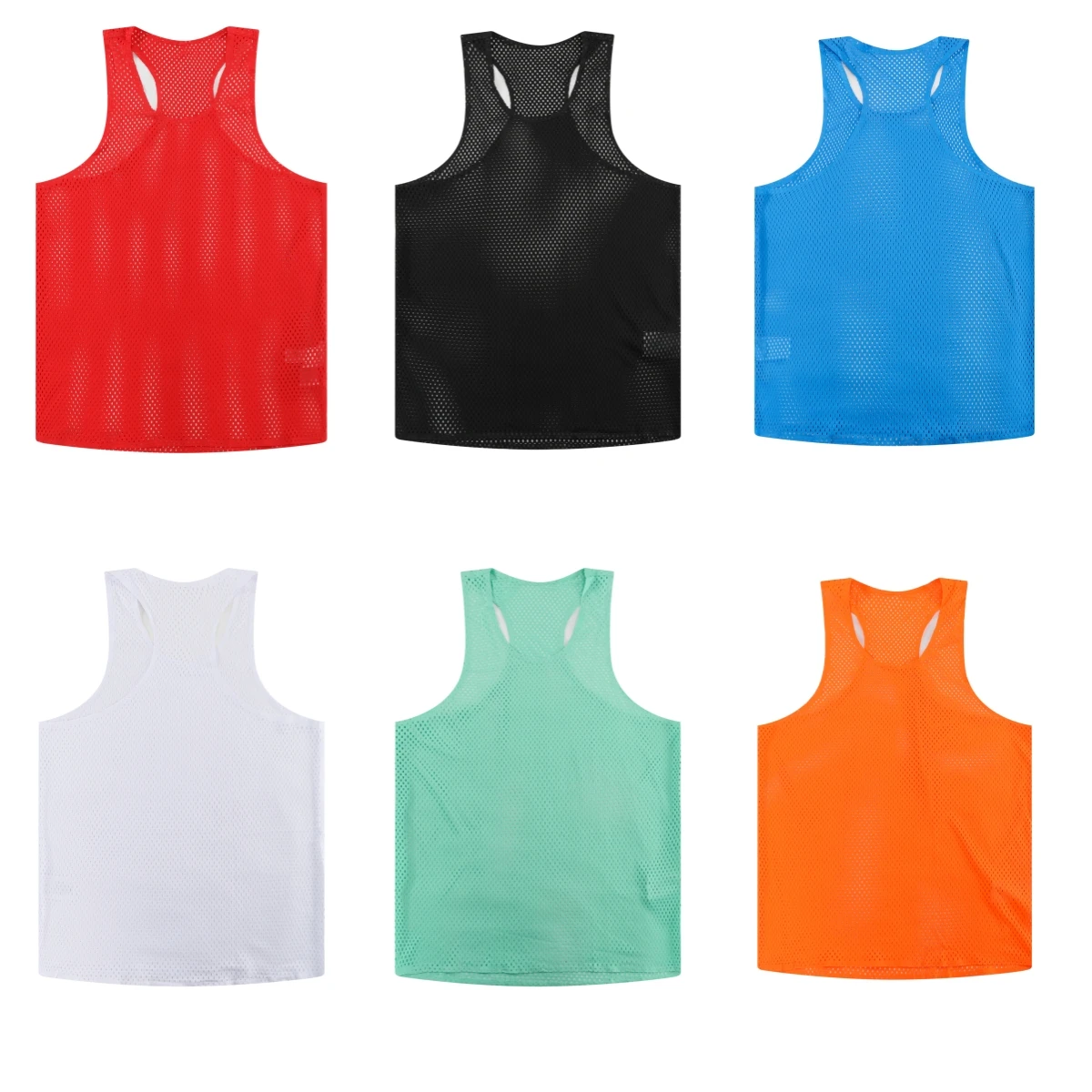 Seamless Mesh Breathable Man Big Hole Quick Dry 100% Polyester 100 GSM Marathon Running Sleeveless T-Shirt for Men