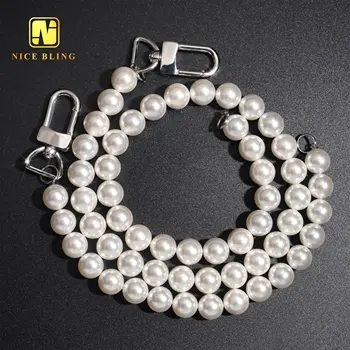 Wholesale 10mm Pearl Beads Women Necklace Bracelets Waterproof 316L Stainless Steel Freshwater Pearl Glass Bead Chain Necklace