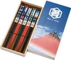 Juego de 5 palillos Tokaido Red Fuji con caja de madera de Paulownia