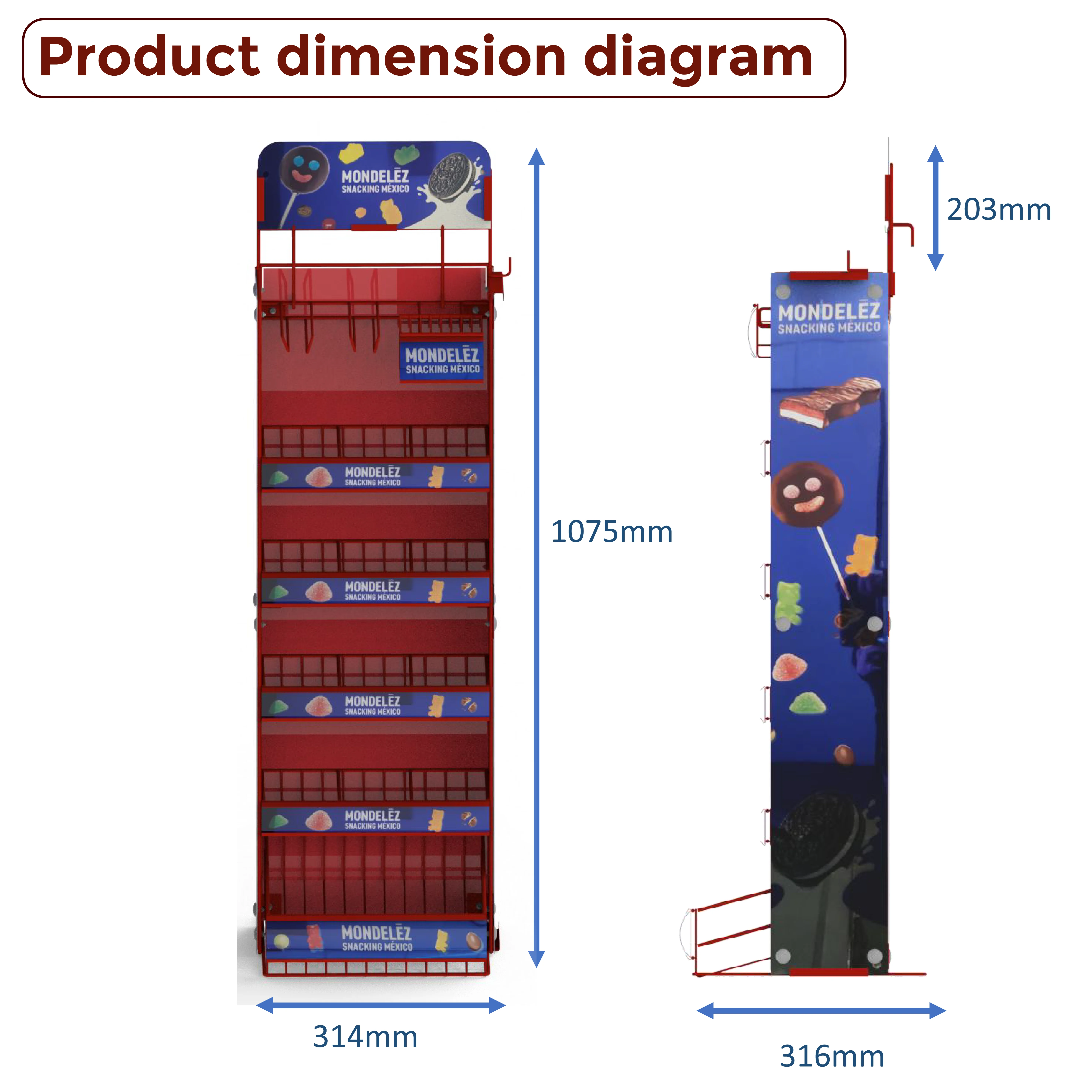 Bevis Customized Metal Movable Roller Layer Snack Display Rack for Convenience Stores or Supermarkets