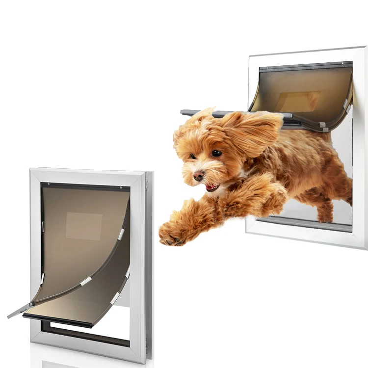 Aluminium alloy Pet Door Lockable Double Flap Dog Door Inner
