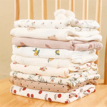 Baby Blanket Muslin Super Soft Pure Cotton Baby Printed Bath Towel and Blankets for Newborn
