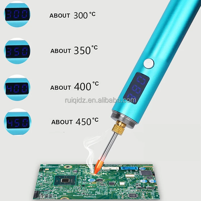 Rechargeable Cordless Soldering Iron – 480°C Max, Built-in LED Light, 1800mAh Battery, With Stand & Tips
