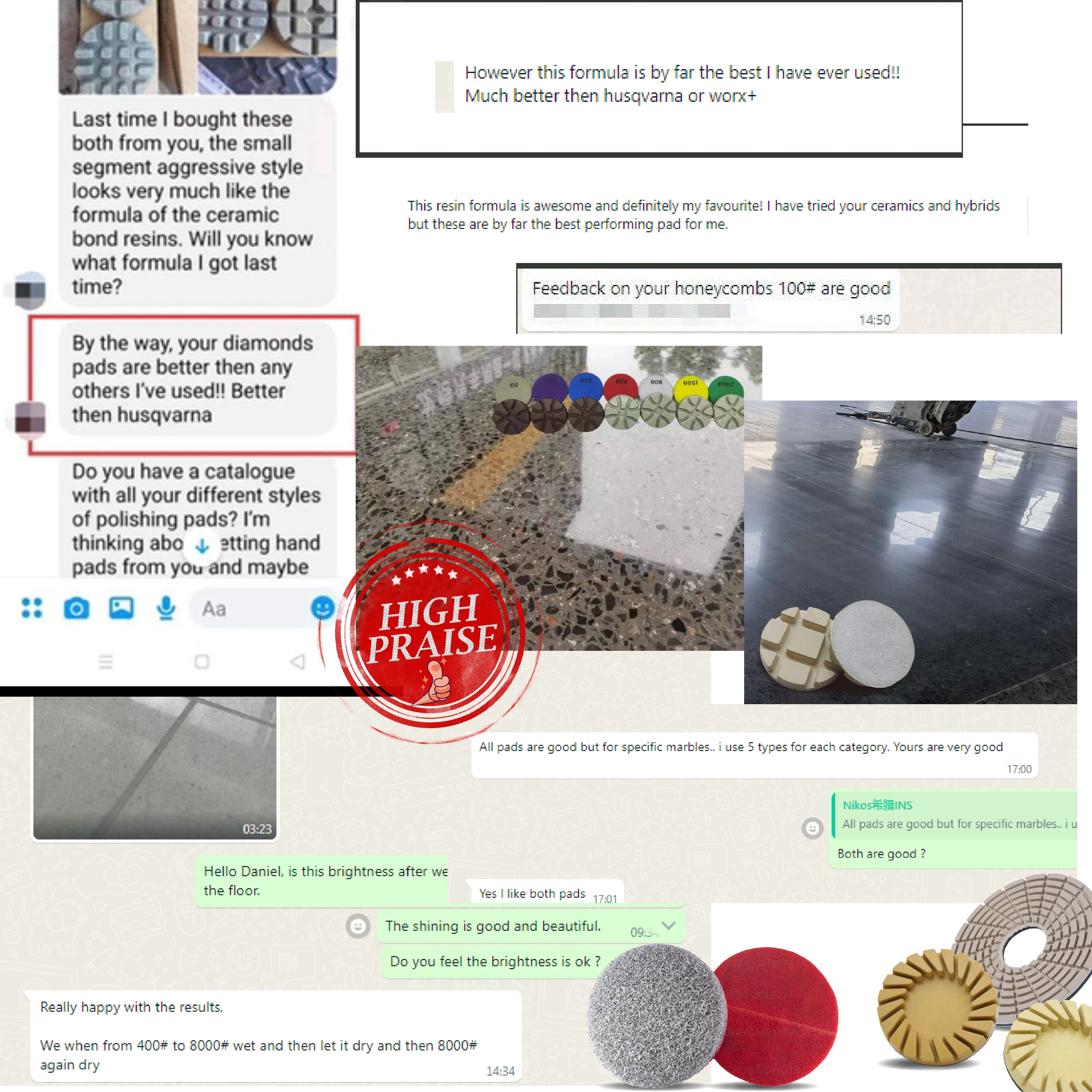 Klindex 50 to 3000 Grinding Sanding Disc Resin Bond Diamond Polishing Pads for Concrete Granite Marble Tile Stone Polishing Tool