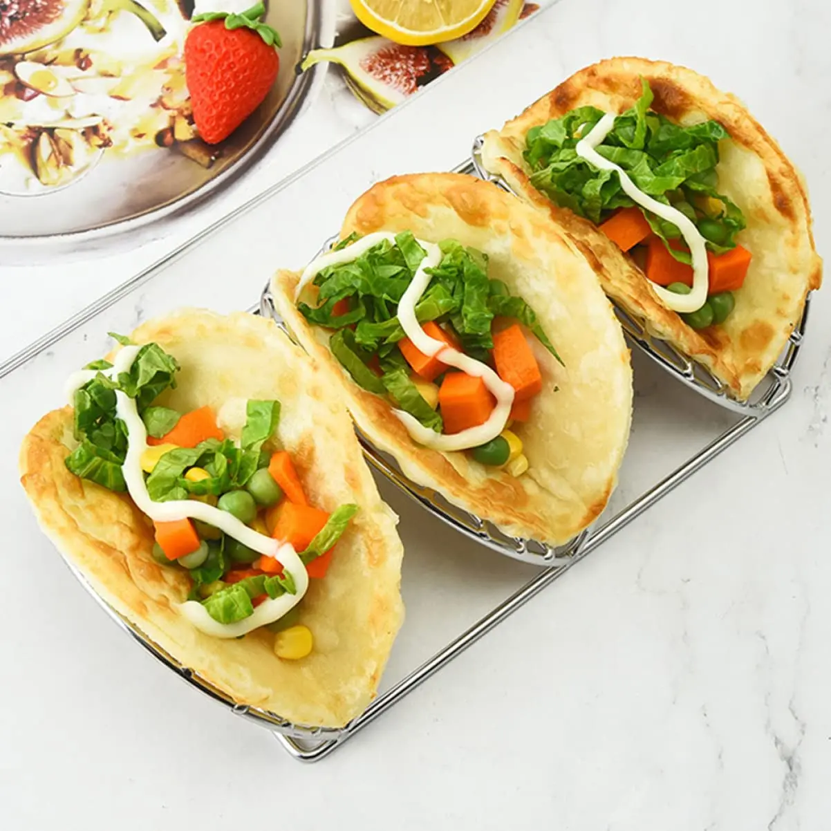 Shell Holder Taco V Shaped Stainless Steel Taco Stand Rack Tray Durable