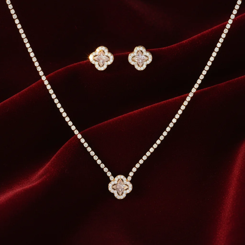 Eco-friendly Clover Zircon Jewelry Set for Women