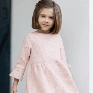 Autumn and Winter Girls Long-sleeved Pink Corduroy Dress Hand Smocked Children's Party Dress for 3 to 8 Years