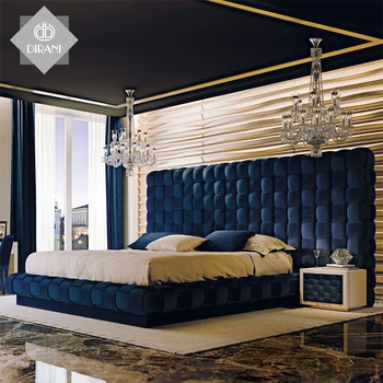 premium bedroom furniture letto lit bett king size bed frame Italian velvet tuft upholstered bed set luxury modern double beds
