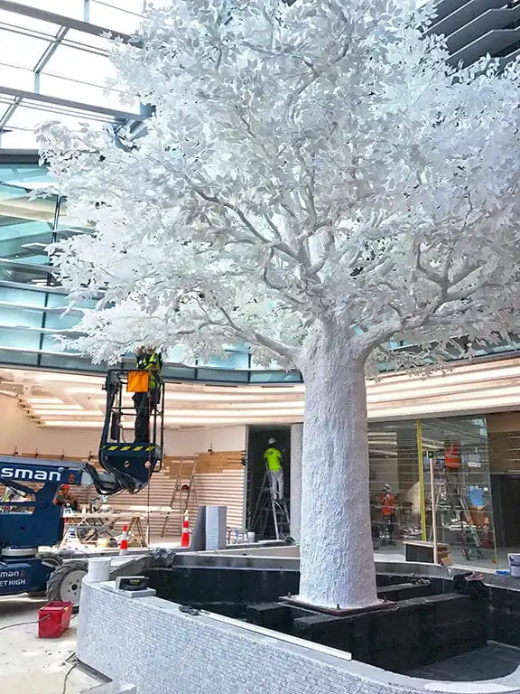 White Artificial Ficus Leaf Tree Plants of Leaves for Wedding Decor