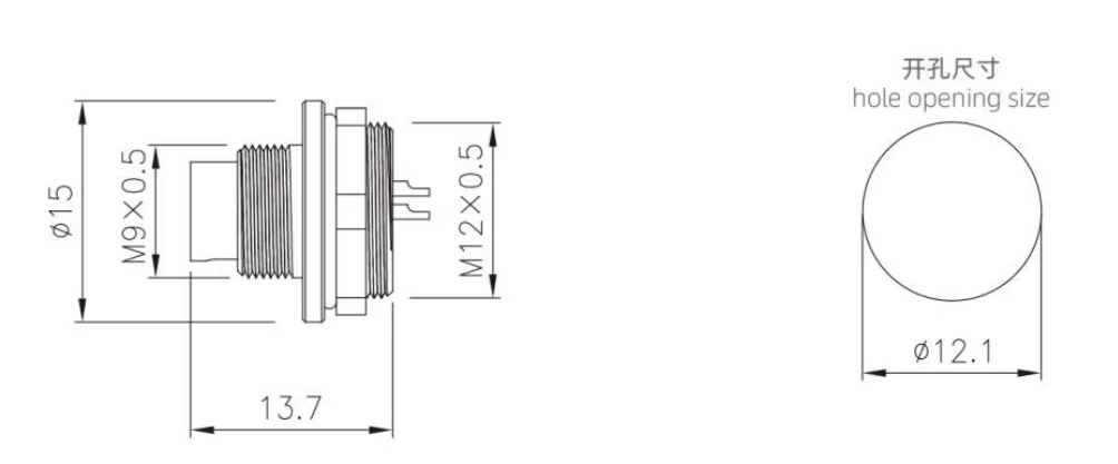 M9 Male Front Mount Socket(Solder) IP67 2\3\4\5\6\7\8 Pin Industrial Connector