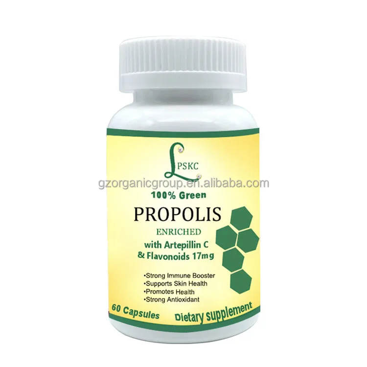 100 Natual Food Grade Green Bee Propolis Softgel Capsules With Artepillin C & Flavonoids 17mg