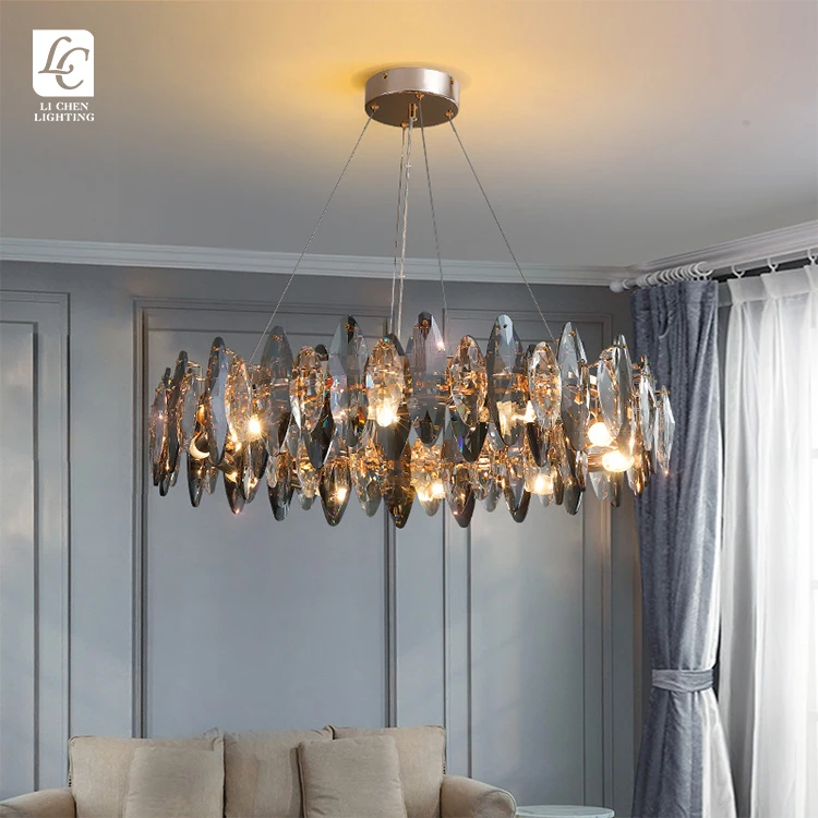 P0008 Modern Style Interior Decoration Living Room Brass Color Crystal Luxury Chandelier