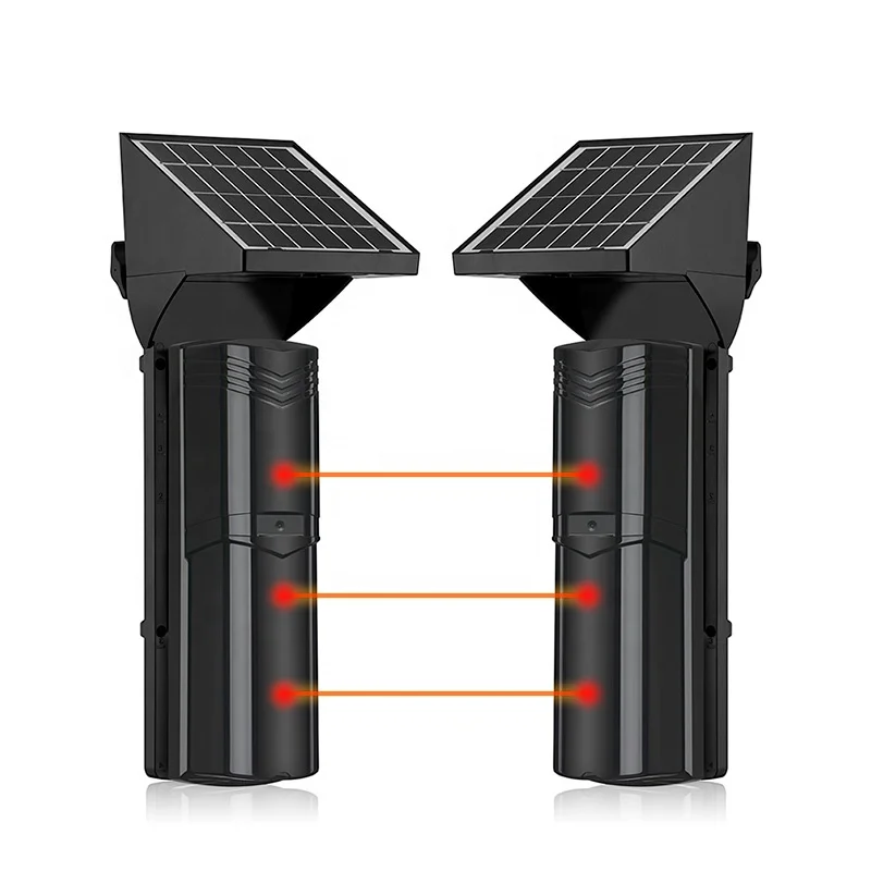 Wireless 3 Beams Solar Built in Battery Powered Outdoor Active Infrared Detector 150m Perimeter Security Intrusion Alarm