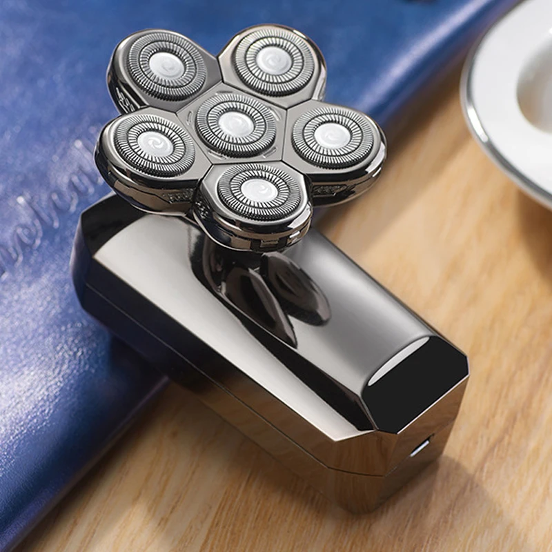 USB Rechargeable Electric Shaver Trimmer Bald Razor Six Blade for Household RV Use Intelligence Beard Shaver for Hotel manufacture