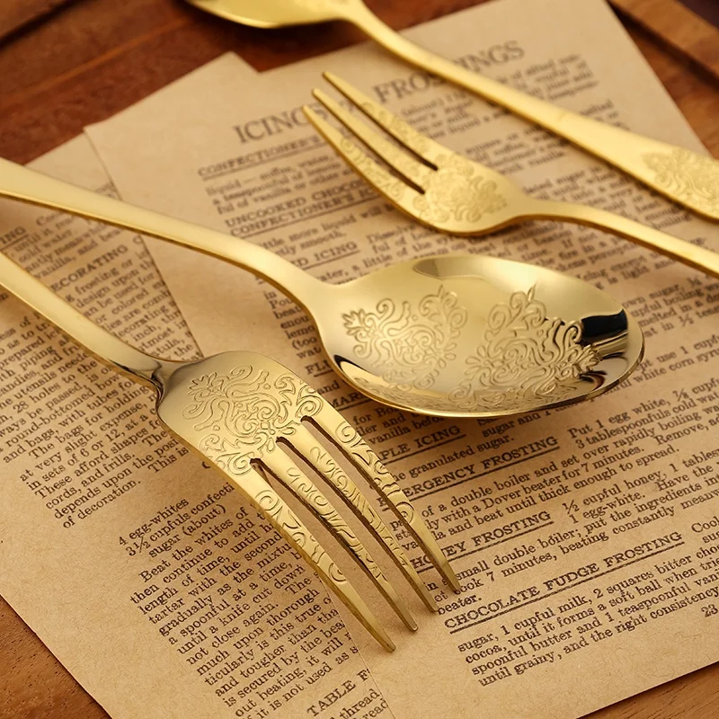 ZAR* Home Products 5Pcs Luxury Gold Silverware Set - Stainless