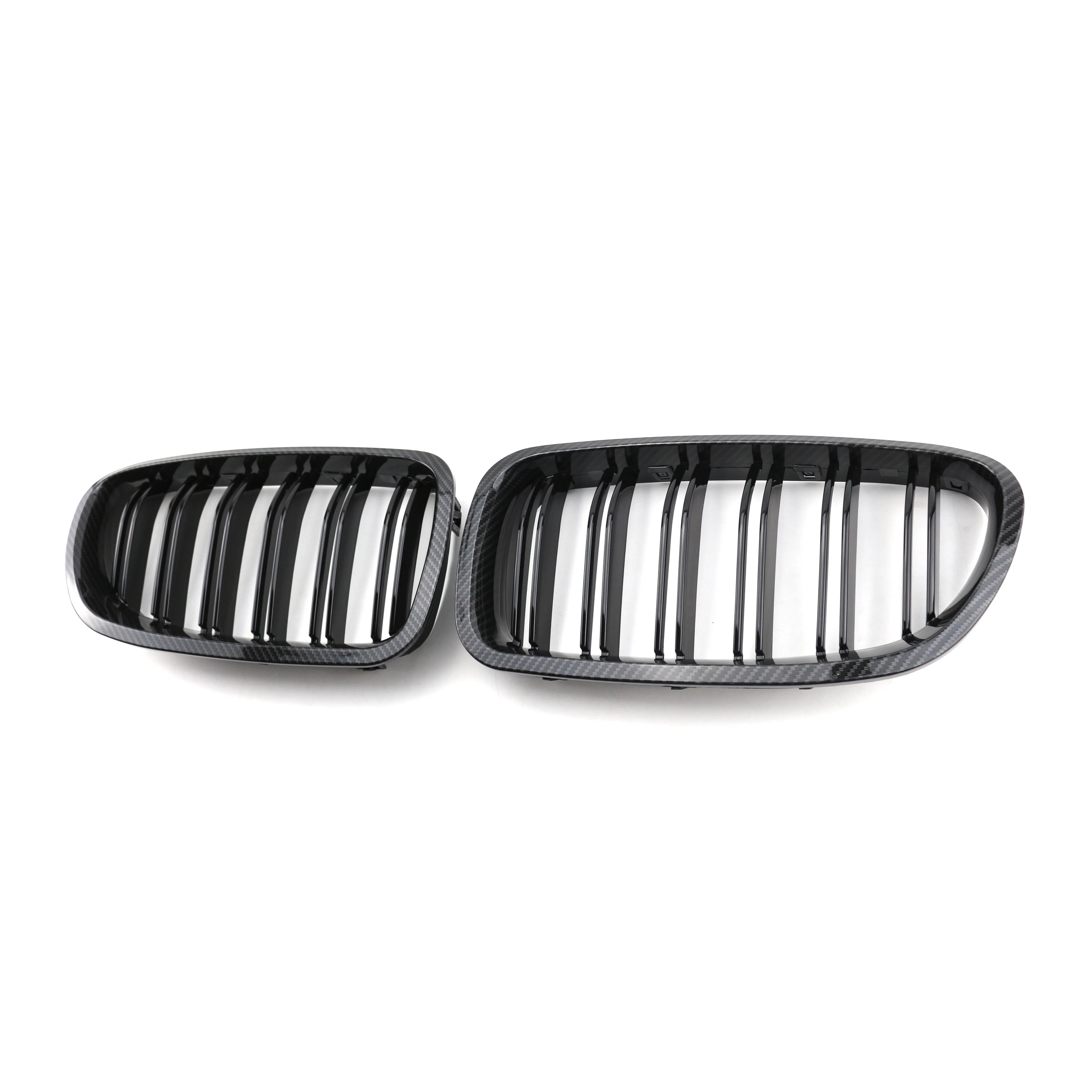 Carbon Fiber Double Slat Front Bumper Kidney Grille Mesh Grill For Bmw ...