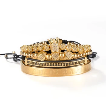 F172 A Jewelry Sets Mens Bracelets Stone Crown Luxury Manufacturer Rose Gold Bracelet For Men
