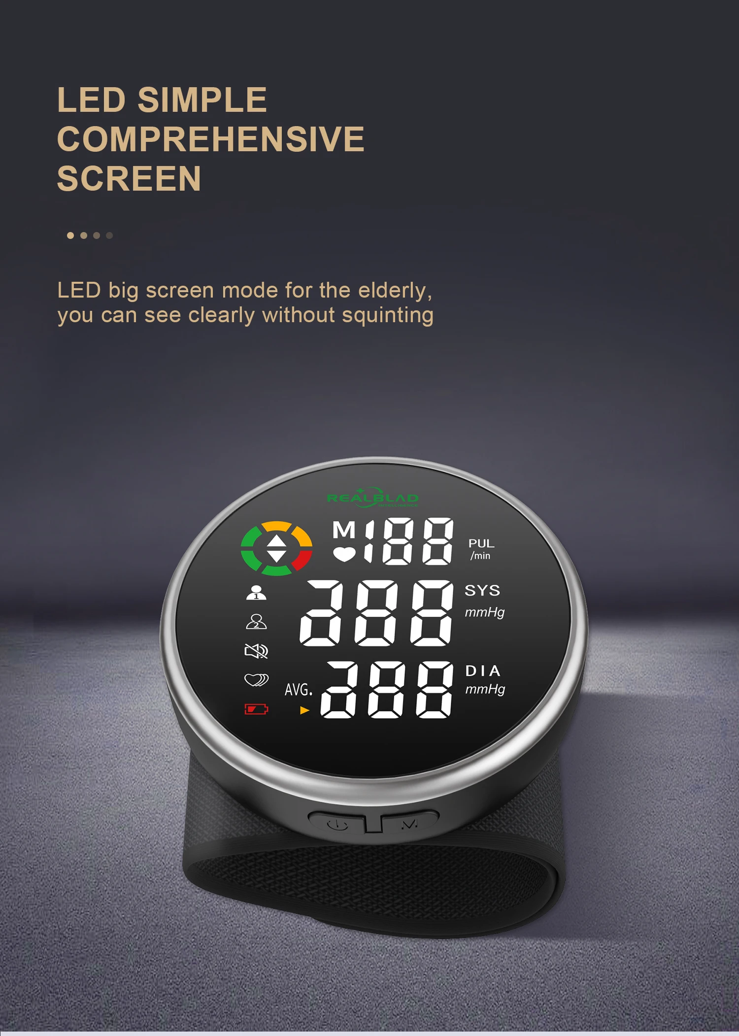 24Hours Rechargeable Big LED Display Customized Wrist BP Monitor Tensiometro Digital Wrist BP blood pressure monitor