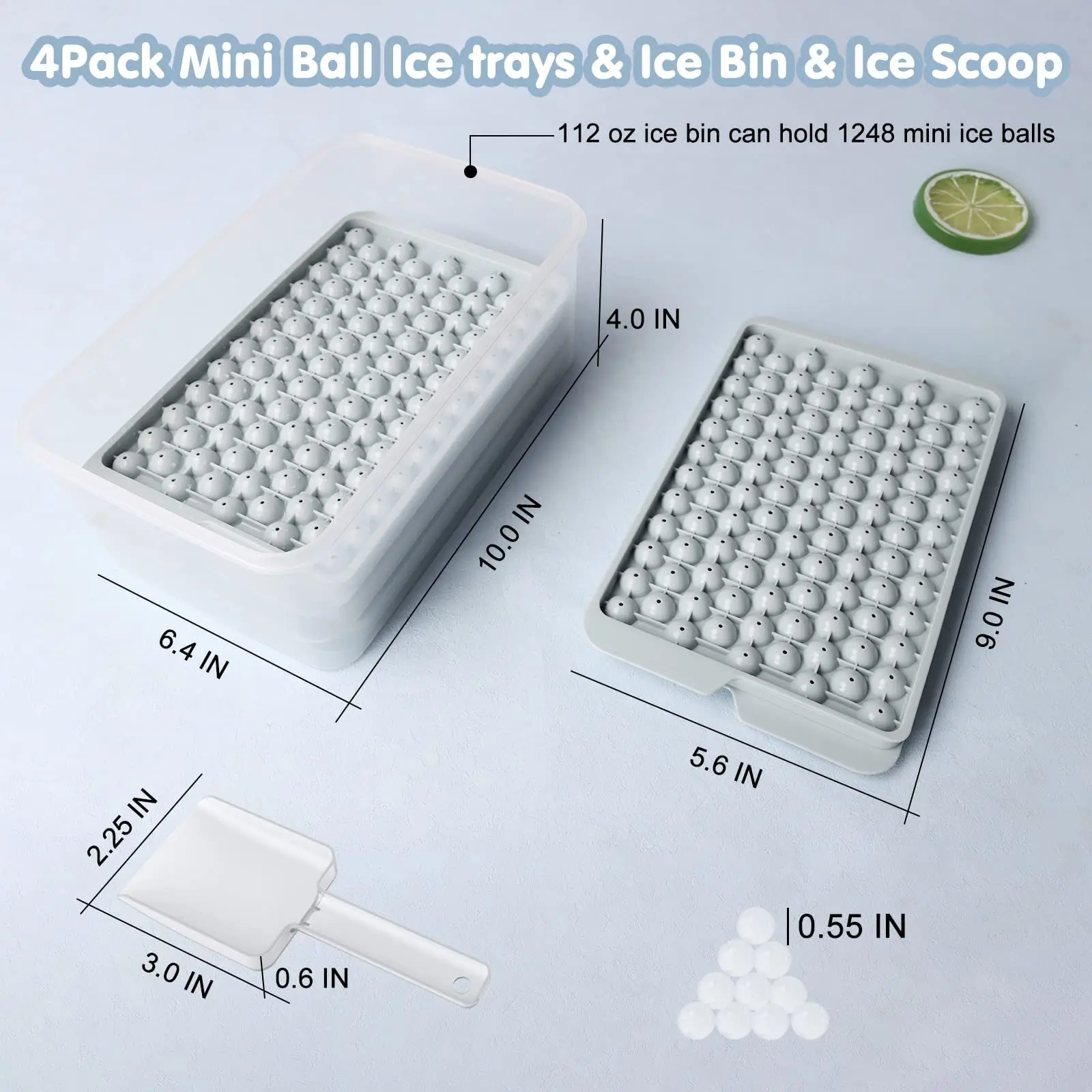 Litex Mini Ice Cube Trays Small Ice Cube Mold Easy Release 104pcs Tiny